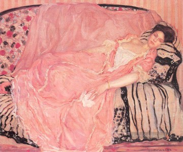 Porträt von Madame Gely auf der Couch Impressionist Frauen Frederick Carl Frieseke